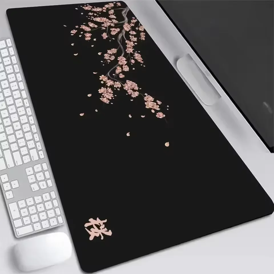 

Japanese Cherry Blossom Leather Mouse Pad XXL Grey Laptop Gaming Desktop Decoration Anime Office Gaming Keyboard Anti Slip
