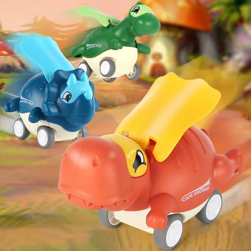 Dinosaur Inertial Car Toy Cartoon Cute Dino Design Pressing Sliding Racing Mini Car Toy Tyrannosaurus Model for Kids Toddler