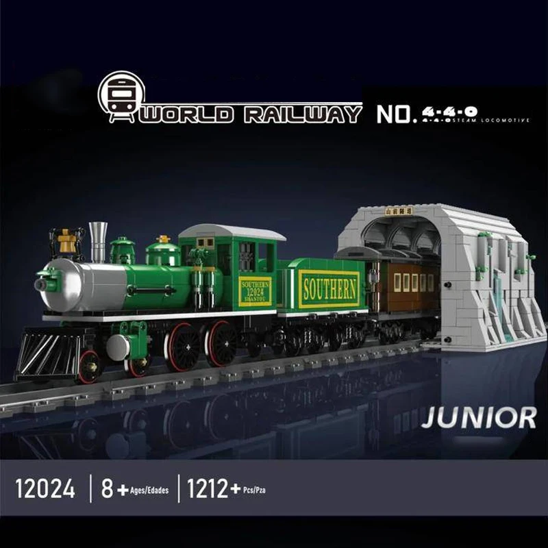 City Trains MOC MouldKing 12024 4-4-0 Steam Locomotive Model 1212PCS Building Blocks Brick Puzzle Toys for Children Kids Gift