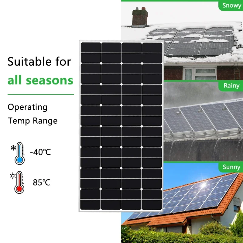 Outdoor Monocrystalline Solar Panels 200w Rigid Solar Panels 12V 18V 100w 150w Glass