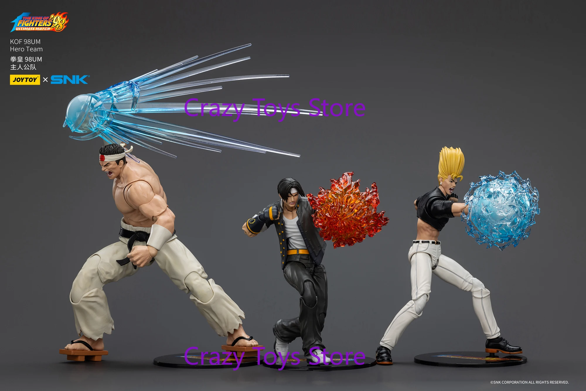 JOYTOY SNK 1/18 Acchion Figuren KOF 98UM Hero Team Kyo Kusanagi & Goro Daimon & Benimaru Nikaido3PCS Model Gift