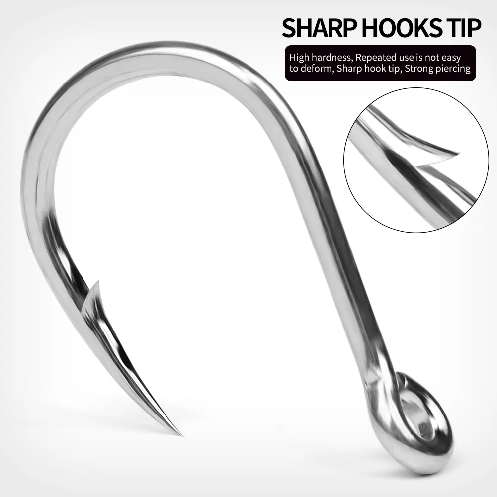 Proberos 10 قطعة 3/0-13/0 سوبر صيد السمك عالية الكربون الصلب Gaff الشائكة مانع االصدأ زاوية حادة التونة الصيد دائرة السنانير #4