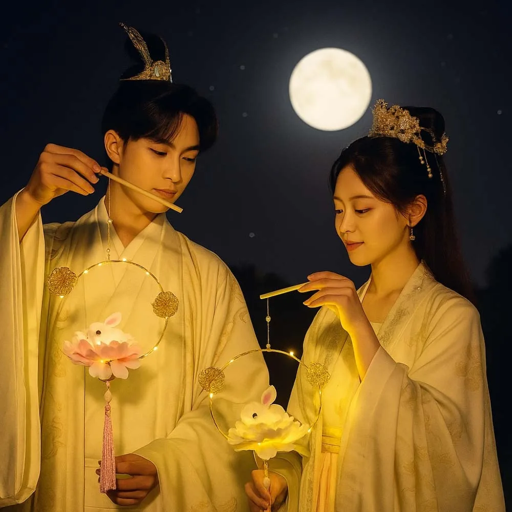 

DIY Material Bag Children's Rabbit Lantern Chinese Style Handmade Lotus Flower Lanterns Circular Moon Mid-Autumn Festival Lamp