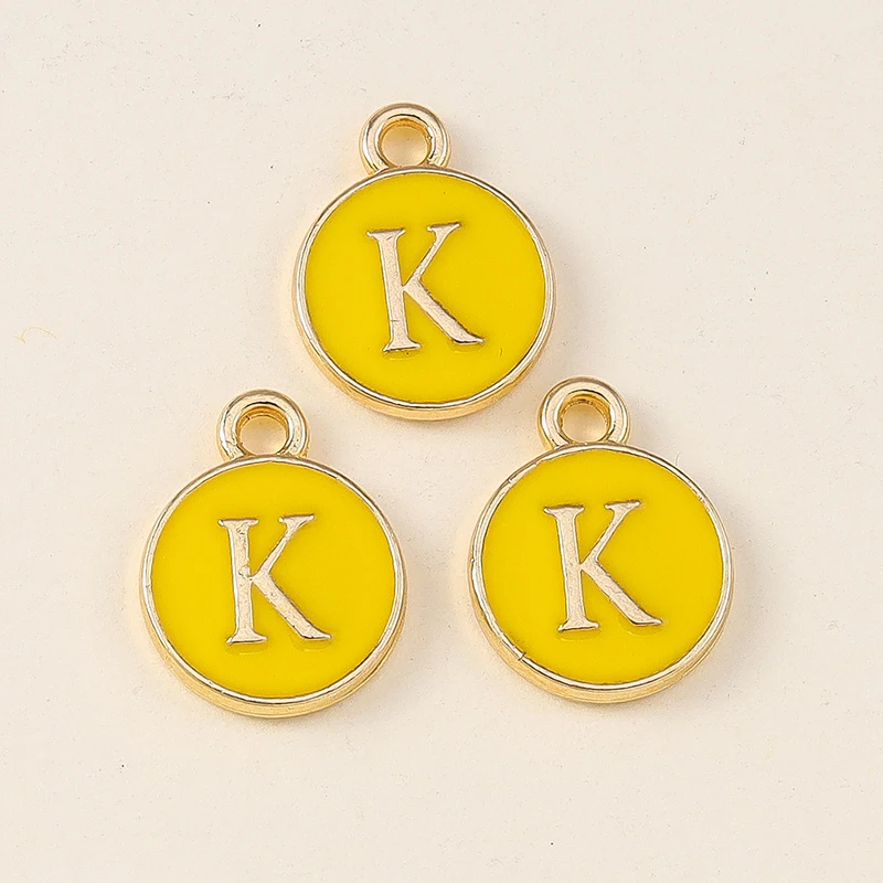 20 Stück 11x14mm Niedliche Gelbe Emaille-Alphabet-Anhänger mit 26 Buchstaben A-Z für Schmuckherstellung, DIY-Halsketten, Ohrringe und Accessoires ﻿ – Detail 13