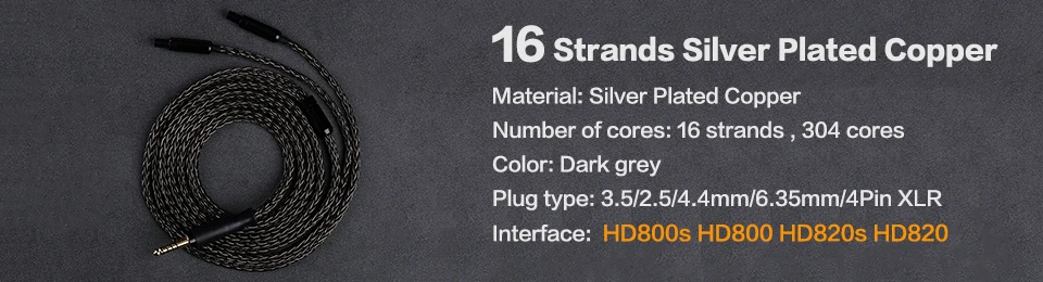 OPENHEART 16 Core Headphone Cable 1 to 2 jack dual 3.5/2.5/4.4mm Balance Cable Silver Plated Copper Upgrade XLR 2m 3m Cable