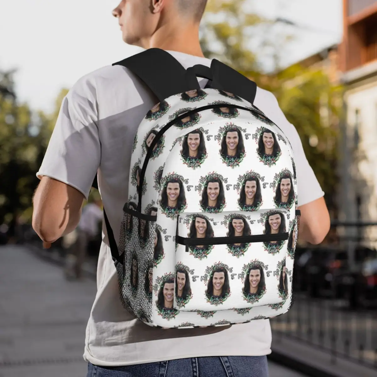 

Twilight Jacob Tis The Season To Be Loca Seasonal Backpack Daypack Boys Girls BookBag School Bag Shoulder Bags for Men Women