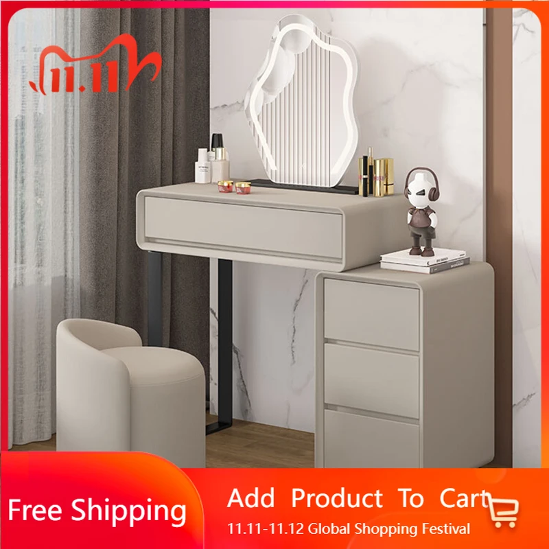 

Органайзер со светодиодной подсветкой и зеркалом, туалетный столик для макияжа, модный дизайн, элегантный туалетный столик, современная роскошная эргономичная модная мебель Penteadeira