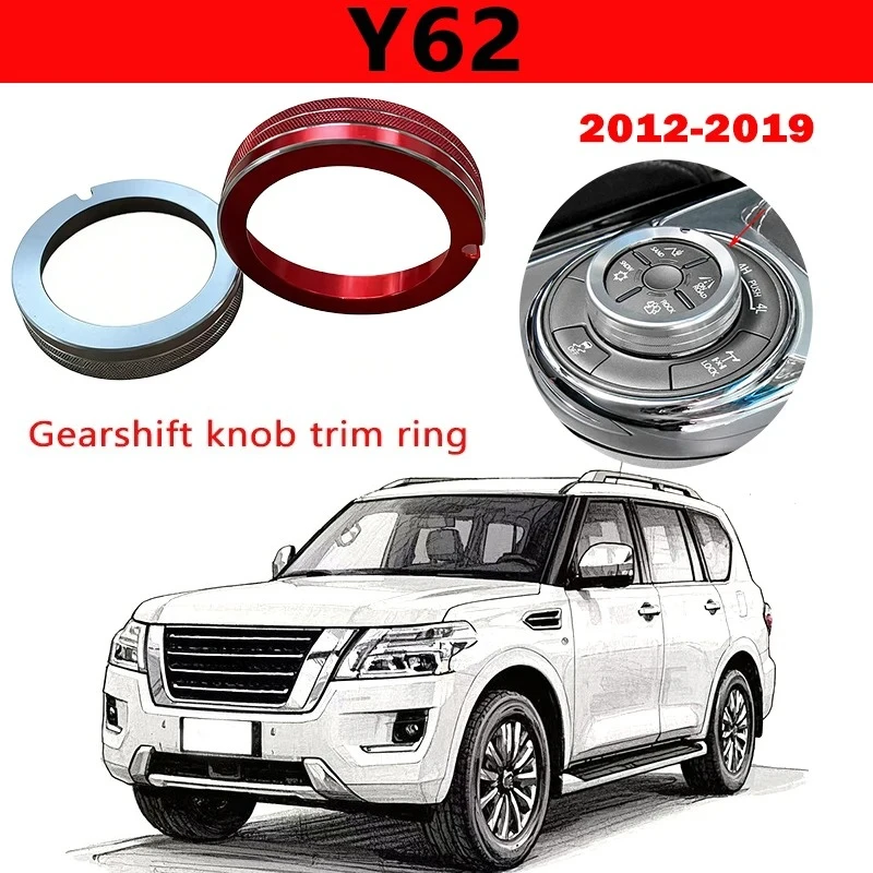 For Nissan Patrol Y62 4WD Control Knob Trim Aluminum Alloy Patrol V8 Transfer Case Knob Protective Ring Original Car Mold