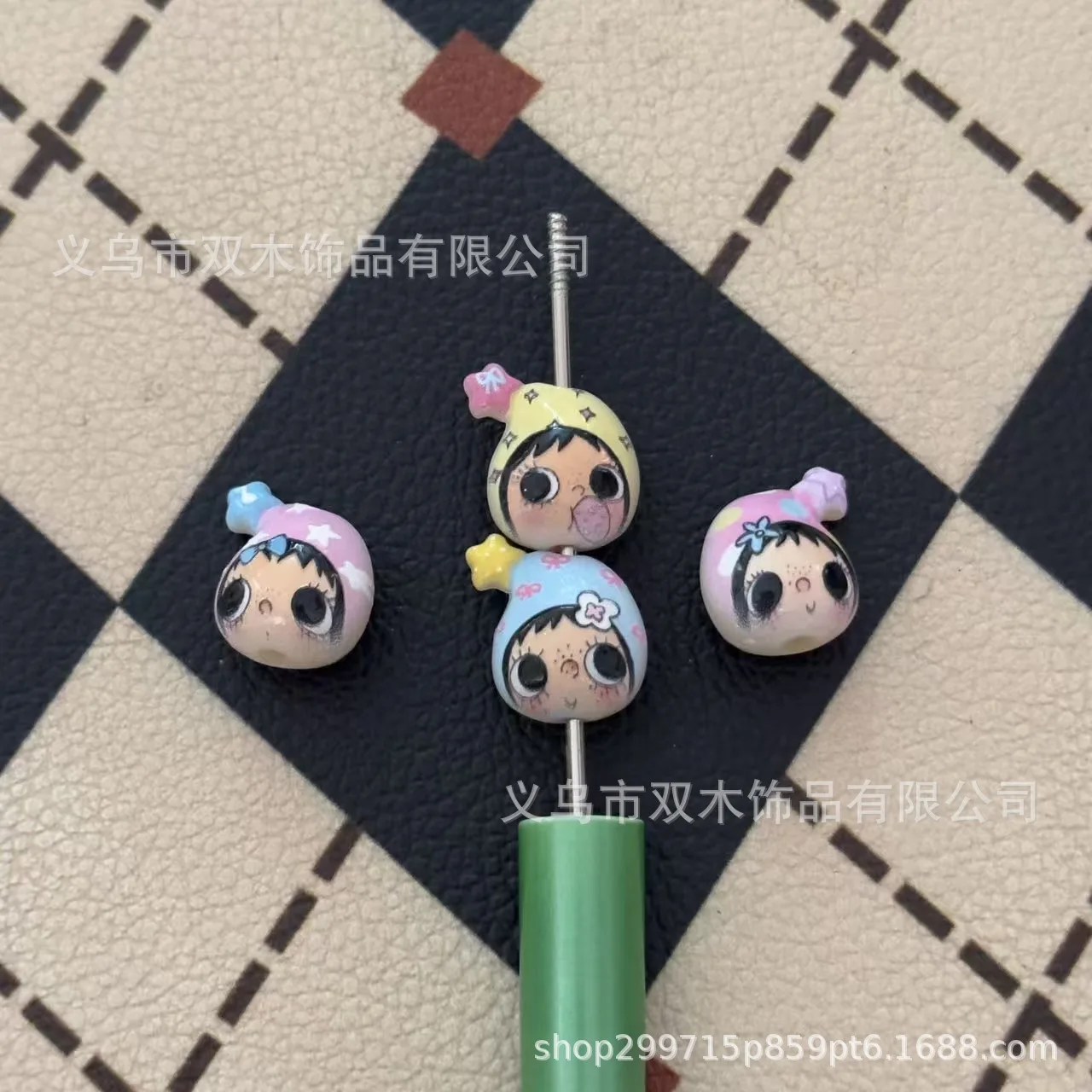 10pcs printed relief star hat yuyu avatar bead DIY mobile phone chain bag trailer hanging keychain accessories - view 2