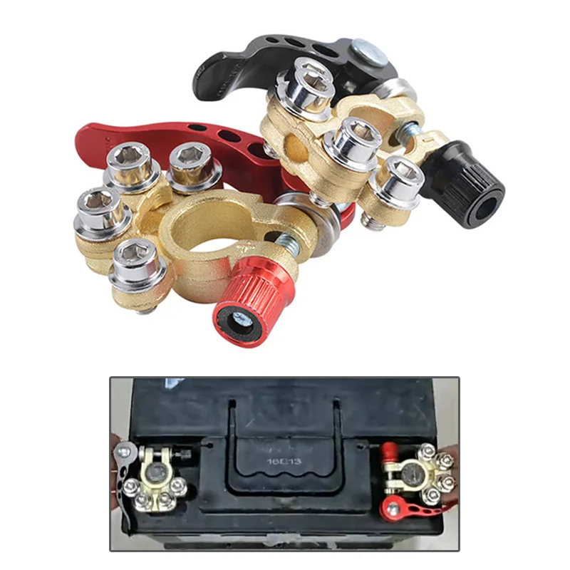 1 Pair Car Quick Disconnect Battery Main Cable Post Terminal Shut-Off Connectors Wire Cable Clamp Positive & Negative