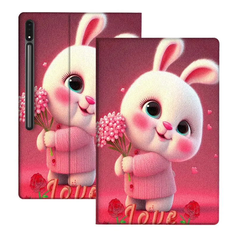 

Cute Rabbit Heart Flower For Samsung Galaxy Tab S10 S9 S8 S7 FE Lite Soft Flexible Support Tablet Case Gift