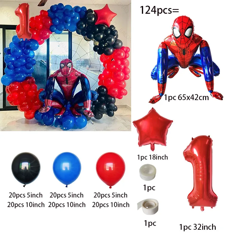 Super Hero Theme Party 3D Spiderman Balloon Set Garland Arch Kit Red Blue Ball Boy's Birthday Babyshower Party Decor Kids Toy