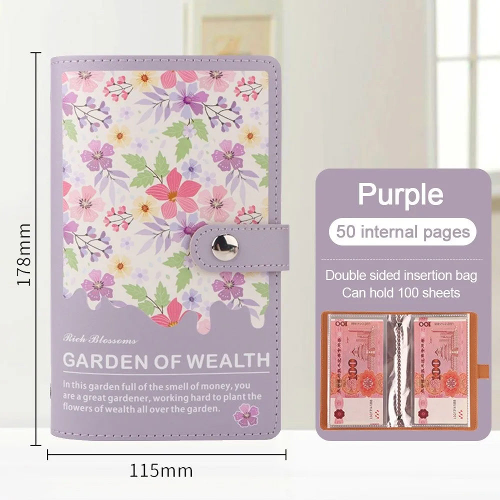 100 buste Risparmio di denaro Sfida Risparmia denaro PU Mini raccoglitore Sfida di risparmio Impermeabile riutilizzabile Sfide di risparmio Libro