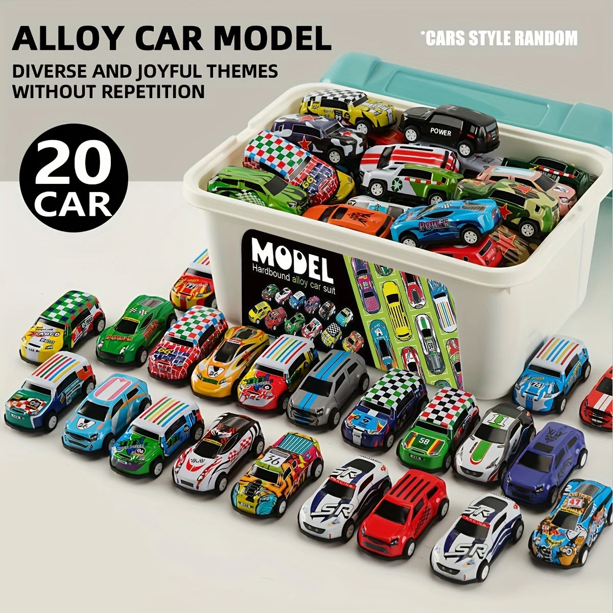 20 Toy Cars, Realistic Racing Cars, Model Toy Cars, Toy Car Set with Storage Box and Map, Children's Gifts, Surprise Birthday Gifts and Party Favors A Surprising Gift