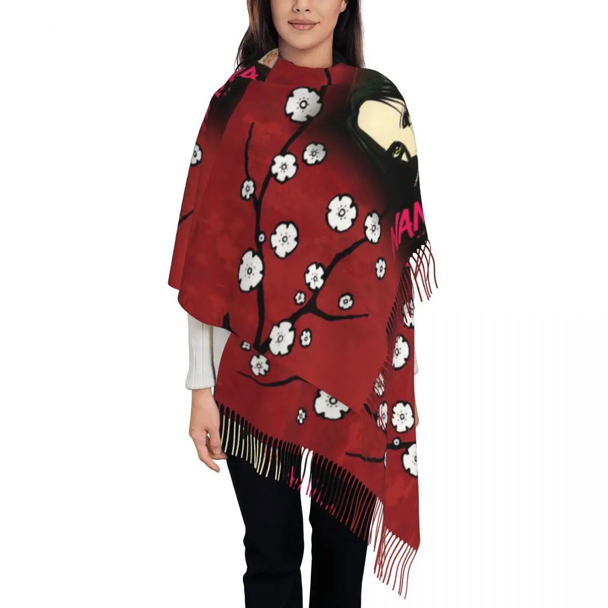 

Женский шарф с кисточкой Nana Osaki, длинная мягкая теплая шаль, классические аниме, винтажные подарки, шарфы из пашмины