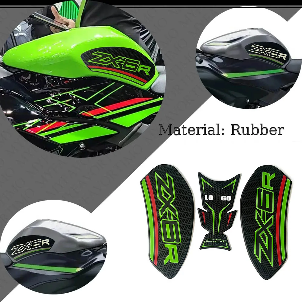 

For Kawasaki Ninja ZX6R ZX-6R 2024 Motorcycle Sticker Anti slip Fuel Tank Pad Rubber Side Gas Knee Grip Traction Pads