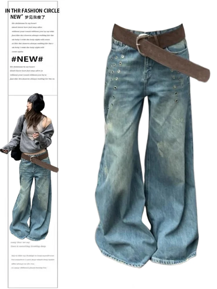 

Autumn Winter Women Harajuku Baggy Mom Jean Japanese Y2K Streetwear Wide Leg Denim Pants Grunge High Street Korean Cyber Punk