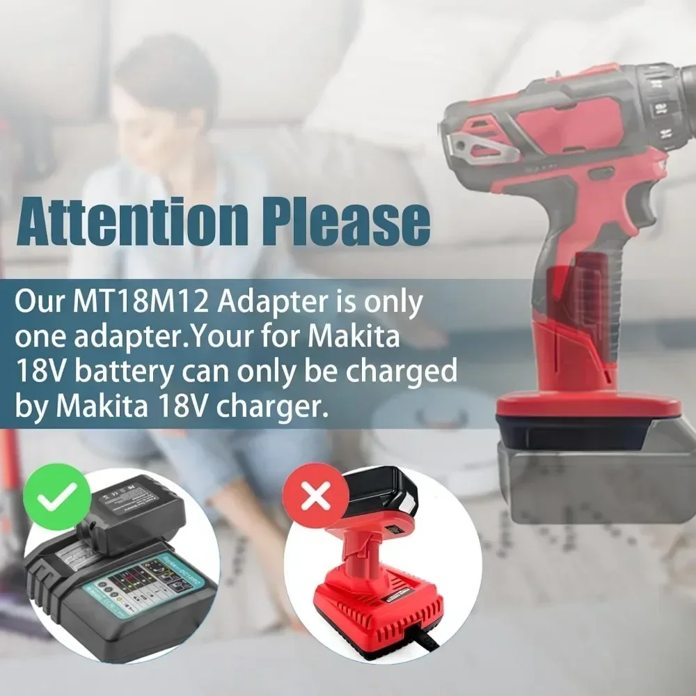 Imagem -05 - Conversor de Adaptador de Bateria para Makita 18v Li-ion Battery Convert para Milwaukee 12v Furadeira Elétrica sem Fio Mt18m12