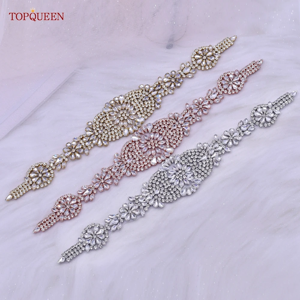 Topqueen s123 diy strass apliques de luxo artesanal nupcial cinto feminino costurar em guarnições vestido saco roupas acessórios decoração