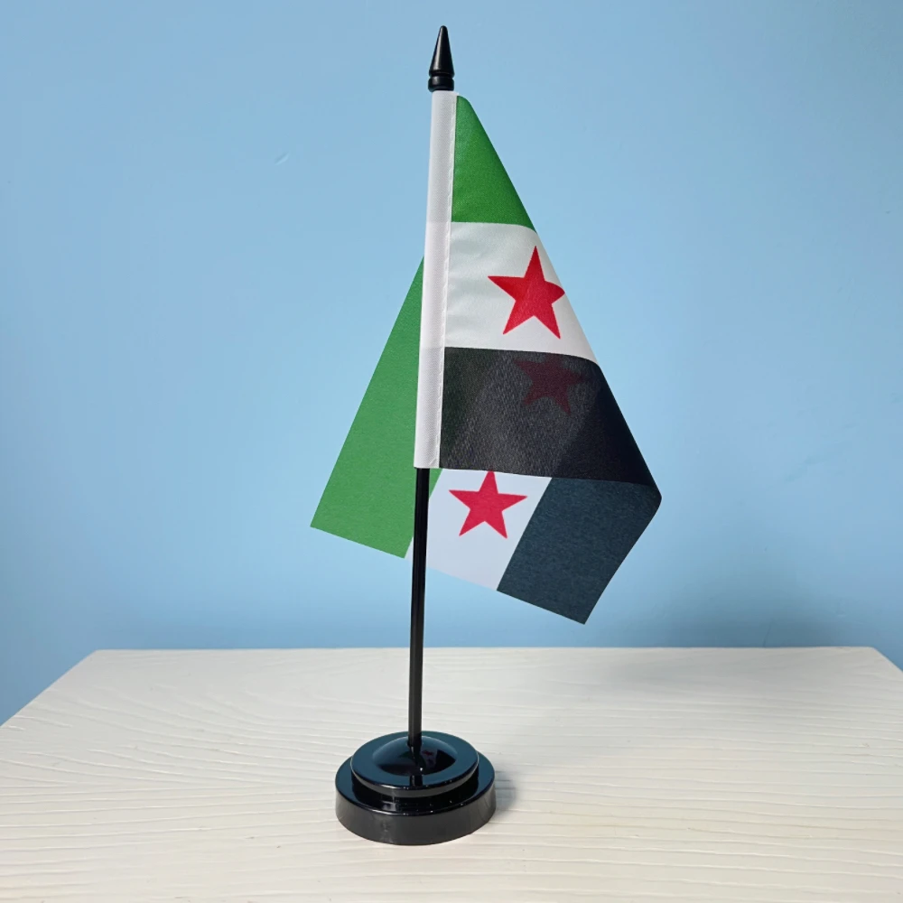 14x21cm Office Desk Flag Of Syria Banner The The Syrian Arab Republic Syrian three Star Banner