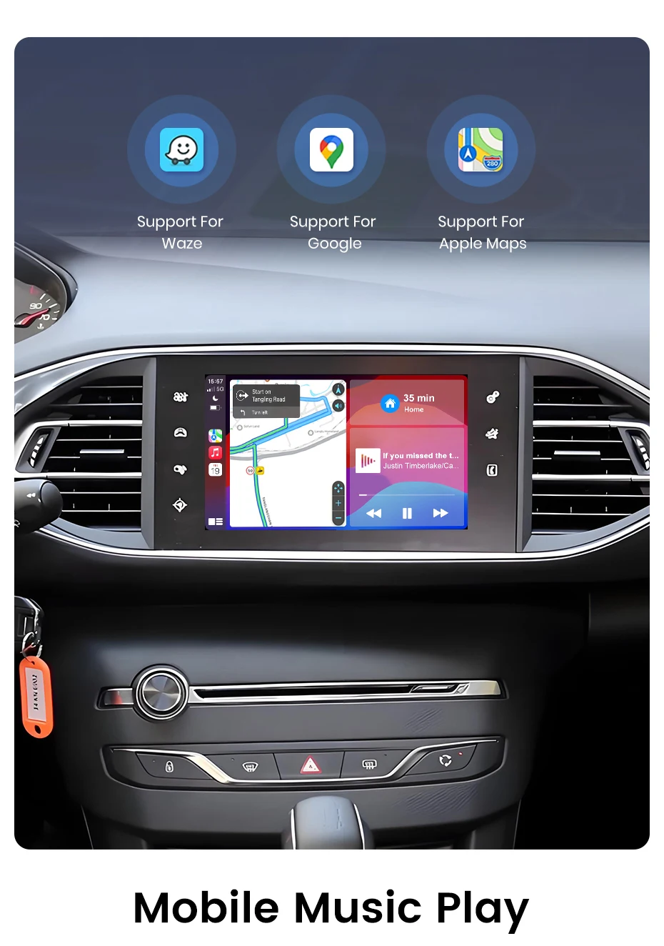Junsun Wireless CarPlay Android Auto Modul Decoder Für Peugeot Citroen SMEG MRN Picasso C4 C5 DS4 DS3 308 508 208 3008 Airpaly – Detail 6