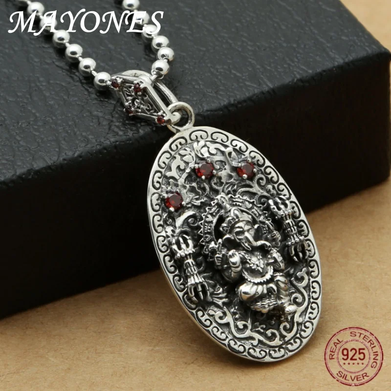 

Handmade 925 Silver Ganesha Buddha Pendant vintage thai silver fortune buddha amulet pendant pure silver buddha pendant man gift