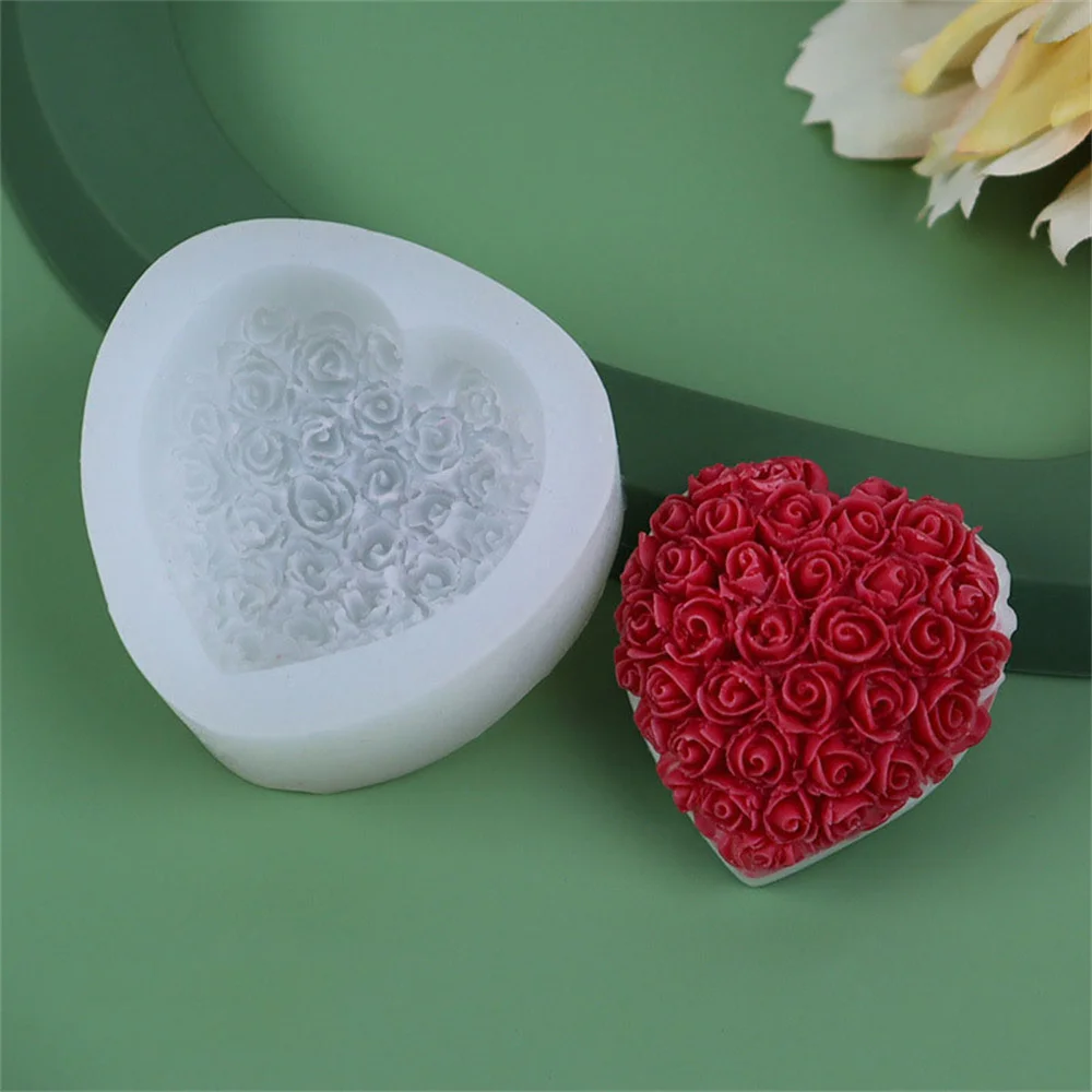 2023 Valentine\'s Day Candle Silicone Mold Heart-shaped DIY Candle Soap Mold Kitchen Chocolate Making Mould Jelly Pudding Baking