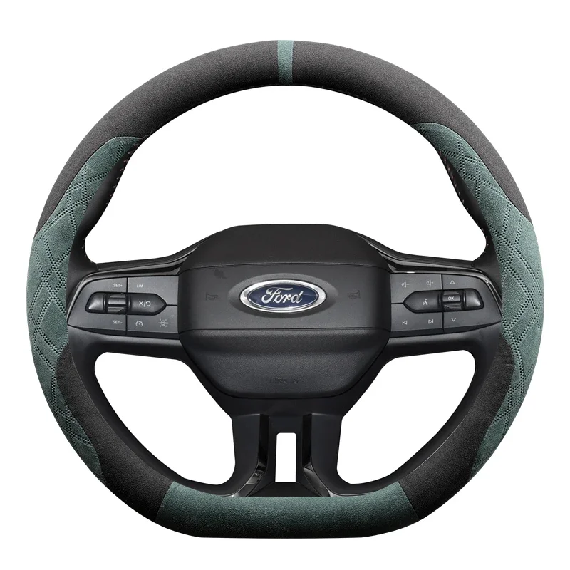 Steering Wheel Cover for Ford Escort Territory D-type High Quality Car Decorative Accessories Suede Non-slip Sweatproof 38cm