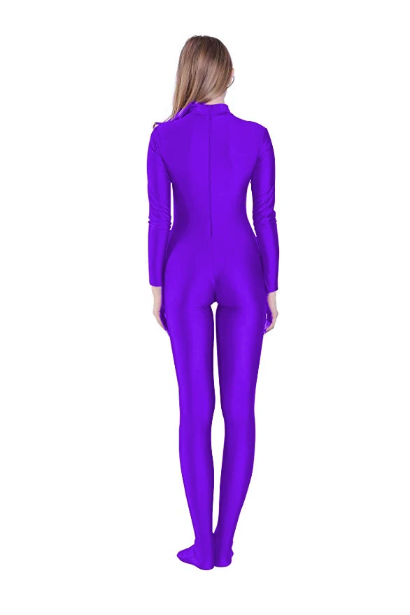 Speerise Adult Women Spandex Unitard Full Body Halloween Costume Zentai Suit Footed Jumpsuit Cosplay Turtleneck Bodysuit Unisex
