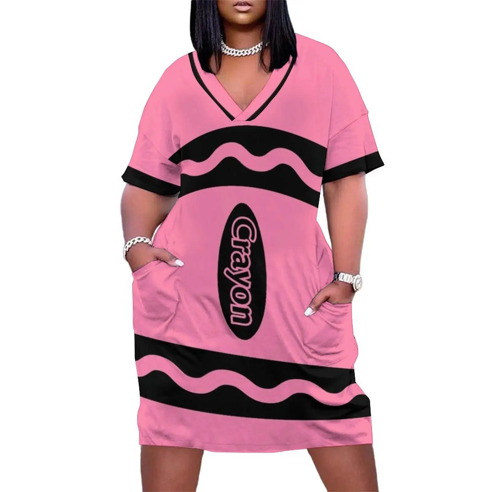 

Pink Crayon Box Party Group Costume Loose Pocket Dress dress cocktail dresses Long dress summer woman 2025