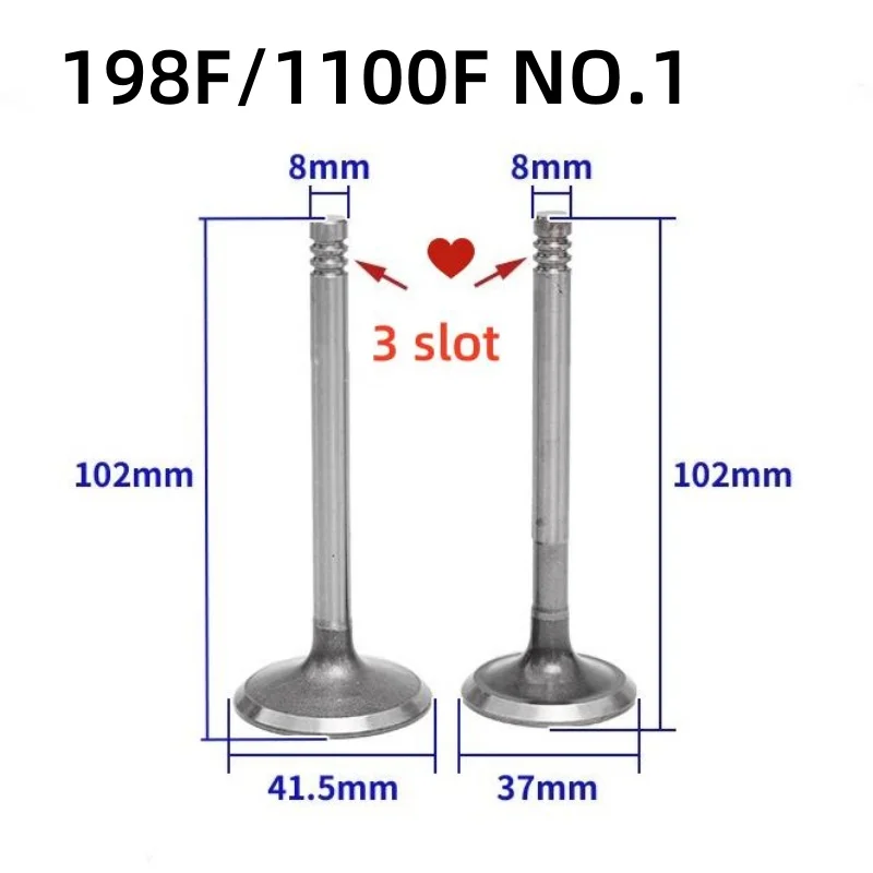 VALVE FIT SINGLE CYLINDER DIESEL ENGINE KD192F 195F 198F 1100F 1105F 1102F GENERATOR 8KW 10KW 12KW INTAKE VALVE EXHAUST VALVE