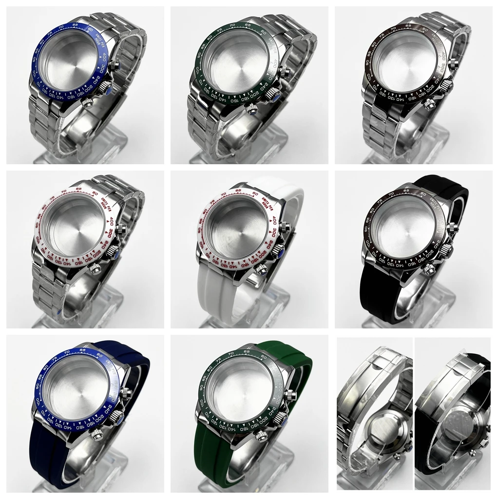 

40 мм VK63 чехол кварцевые часы из нержавеющей стали чехол нержавеющая сталь/резиновый ремешок подходит для VK63 VK64 механизм часы аксессуары Запчасти