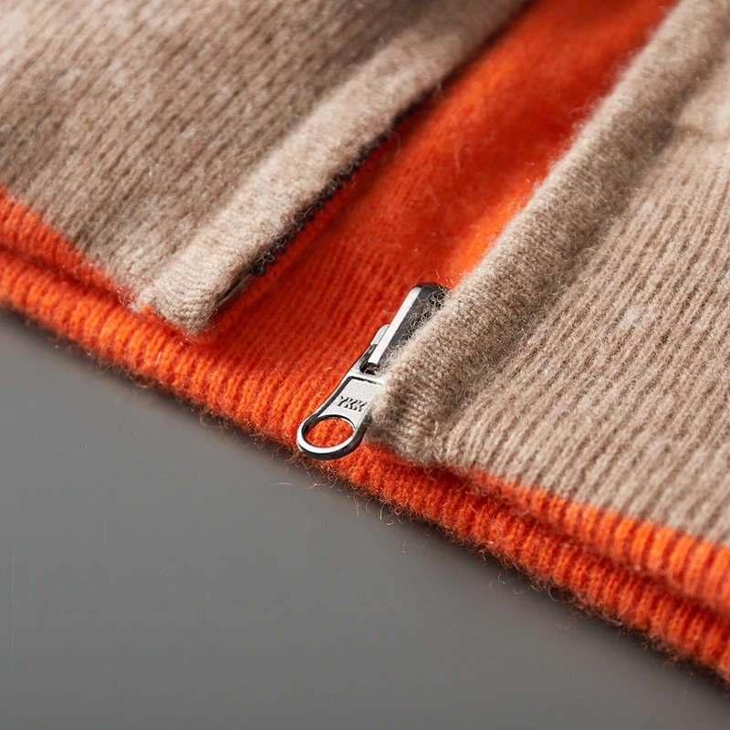 MVLYFLRT Men's 100% Cashmere Hooded Cardigan Zipper Thick Double-Sided Hoodie Casual Loose Warm Autumn Winter Knitted Sweater