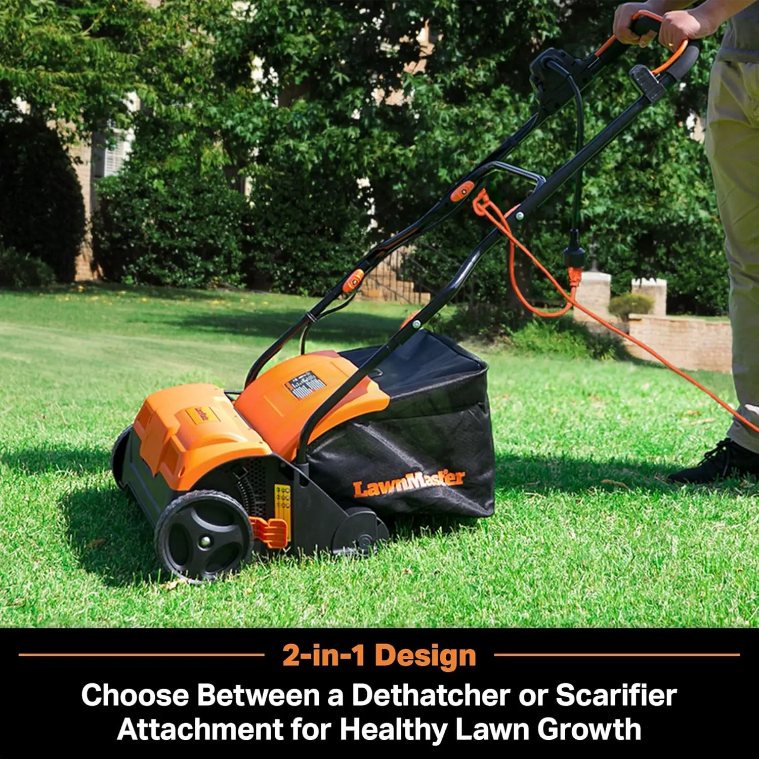 Lawn care, electric dethatcher and scarifier, 16”, 13 Amp, 12 Gallon collection bag