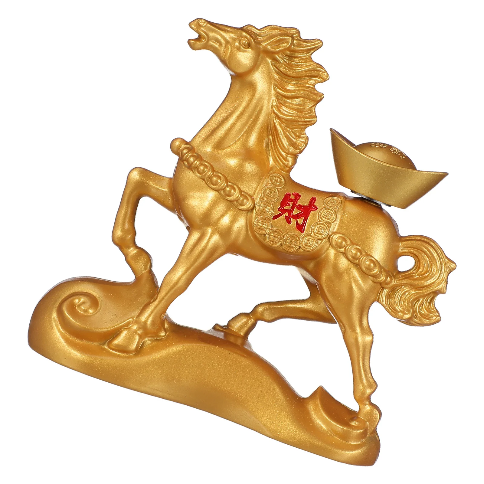 Elegancka mosiężna statuetka konia, pozłacana rzeźba do dekoracji biurka, symbol Feng Shui, symbol prosperacji, mini konik, element sztuki.