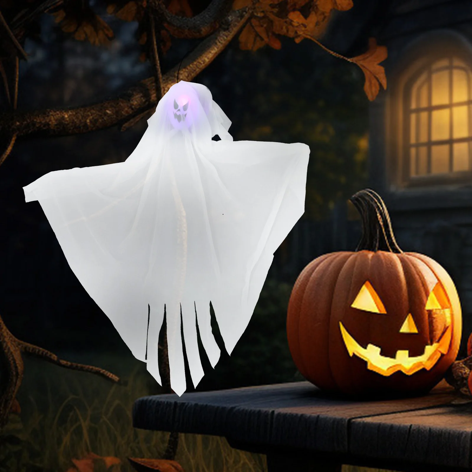 

3 Pcs Hanging Decor LED Horror Scene Halloween Trick Prop White Color DIY Party Festival Haunted Led Ghost Decoration