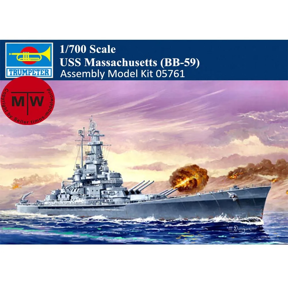 

Trumpeter 05761 1/700 Scale USS Massachusetts (BB-59) Warship Military Plastic Assembly Model Kits