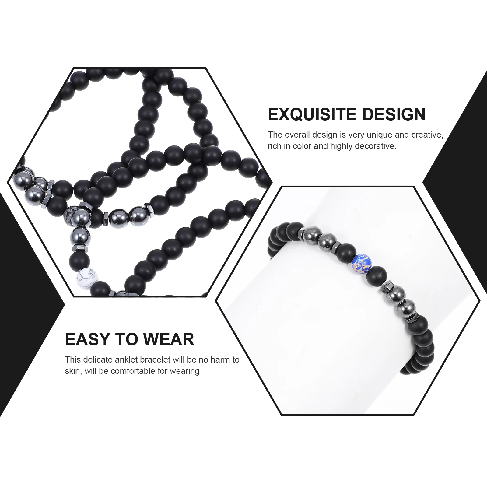 4 قطع أساور خلخال مقاومة للاهتراء تصميم إبداعي فريد من نوعه إكسسوار ملابس عصرية لتزيين الكاحل سوار الهيماتيت للحفلات #4