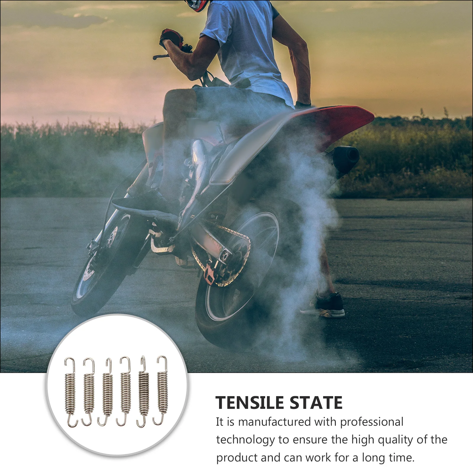 

6Pcs Motorcycle Exhaust Springs Rotatable Durable Heavy Duty Tension Springs Prevent Cracks Header System Spring