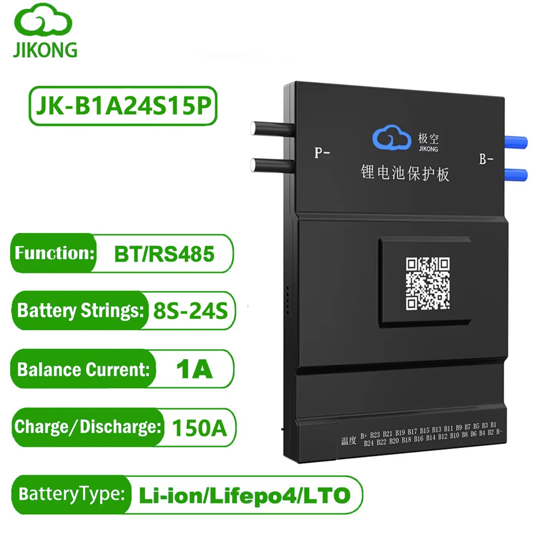

JK BMS 150A JK-B1A24S15P Smart 1A Active Balance System18650 Lifepo4 Battery 4S 8S 24V 10S 12S 16S 24S JIKONG Li-ion Compatible