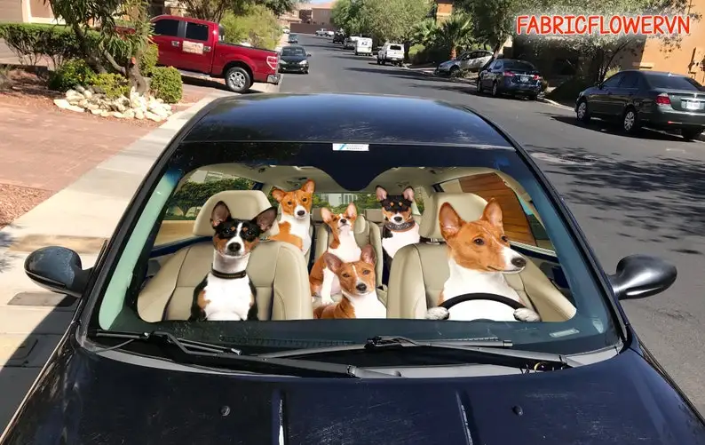 Basenji Car Sunshade, Basenji Car Decoration, Basenji Windshield, Dog Lovers, Dog Car Sunshade, Gift For Mom, Gift For Dad