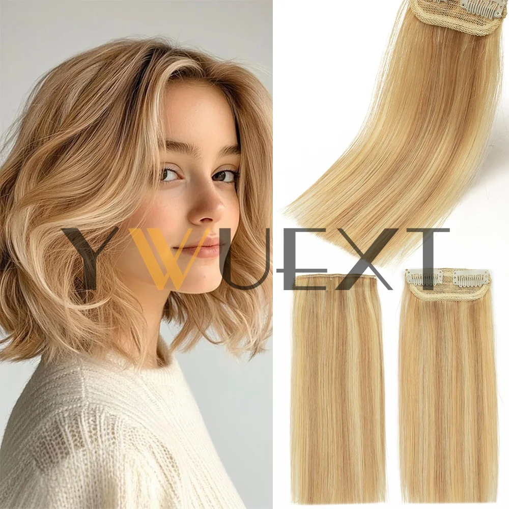 Extensiones de Cabello Humano Natural Remy con Clip, de Una Pieza, para Ambos Lados, de 10-30cm, para Mujeres