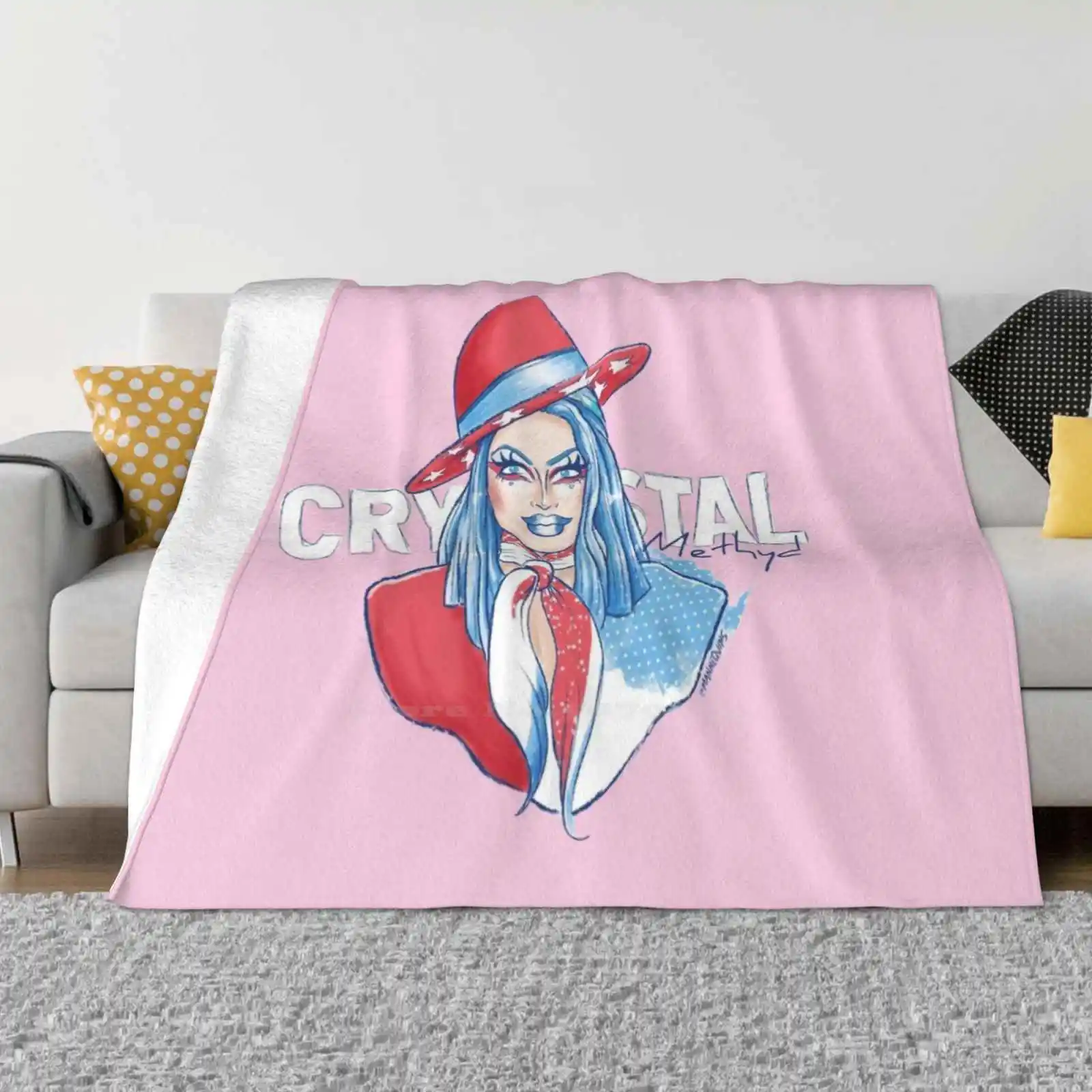 Crystal Methyd Stars And Stripes Runway Hot Sale Printing High Qiality Warm Flannel Blanket Crystal Methyd Jackie Cox Ru Paul