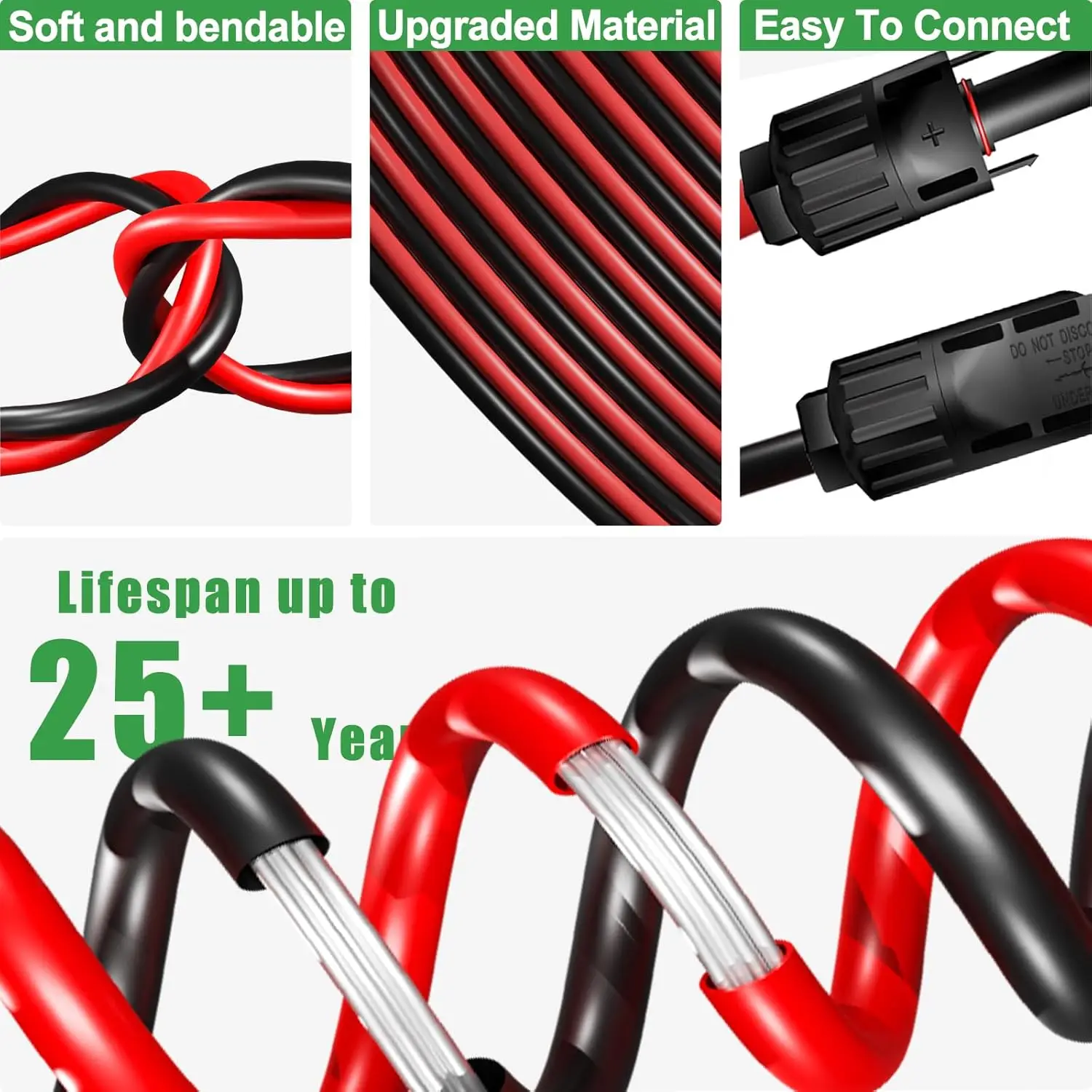 JMUYTOP 12AWG Solar Cable Solar Extension Cable MC-4 Female to Male For RV solar panel power station Ecoflow/JACKERY/ANKER image 4