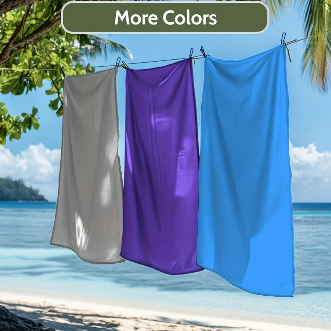1pc Quick-Dry Beach Gym Towel, Lightweight Compact Microfiber, Super Absorbent Sand Free for Outdoor