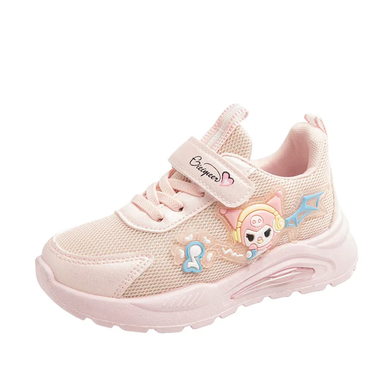 

Kids'Casual Shoes Sneakers Cartoon Kuromi Mesh For Girls Anti-slip Soft Bottom Breathable Velcro Pink Pruple Shoes Size 26-37