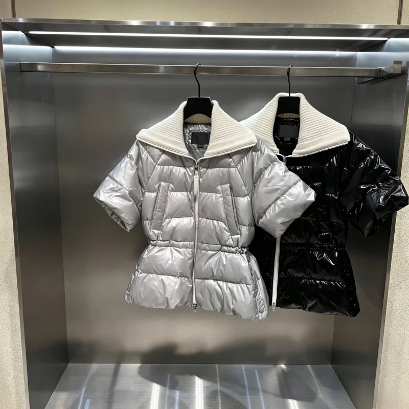 Women 2026 Winter Golf Down Jacket Fashion Zip Lapel Waist‑Tight Short Warm Coat Ladies Golf Outerwear