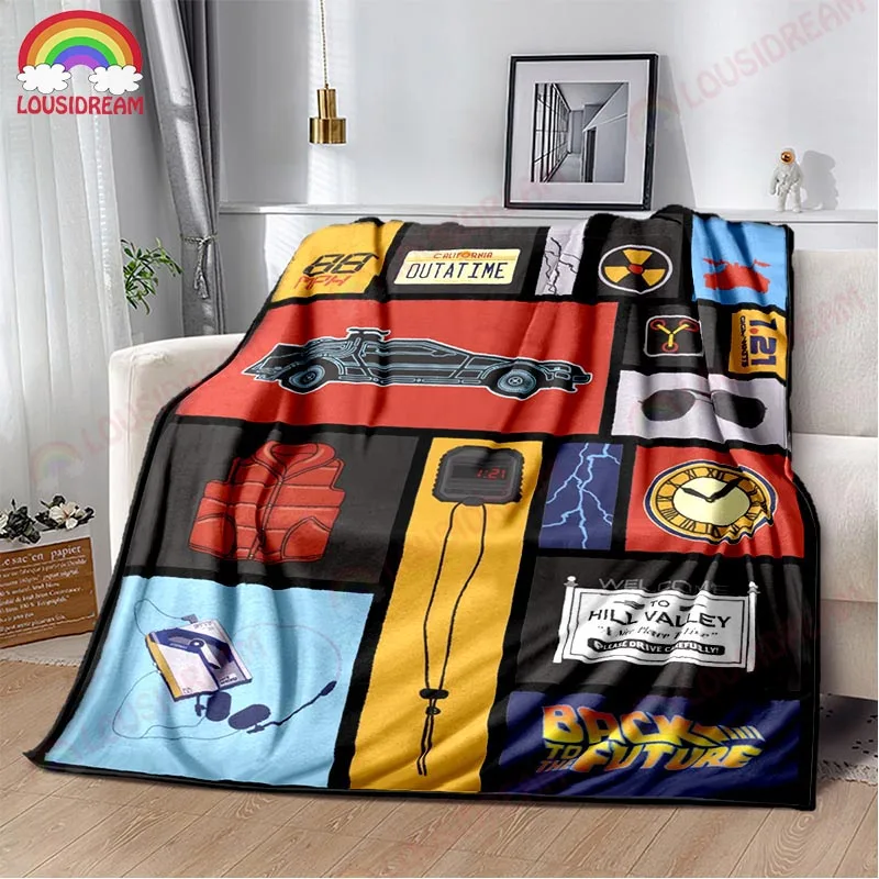 Classic Movie Back To The Future Flannel Throw Blanket Cartoon Blankets Sofa Cover Travel Camping Living Room Bedroom Decoration