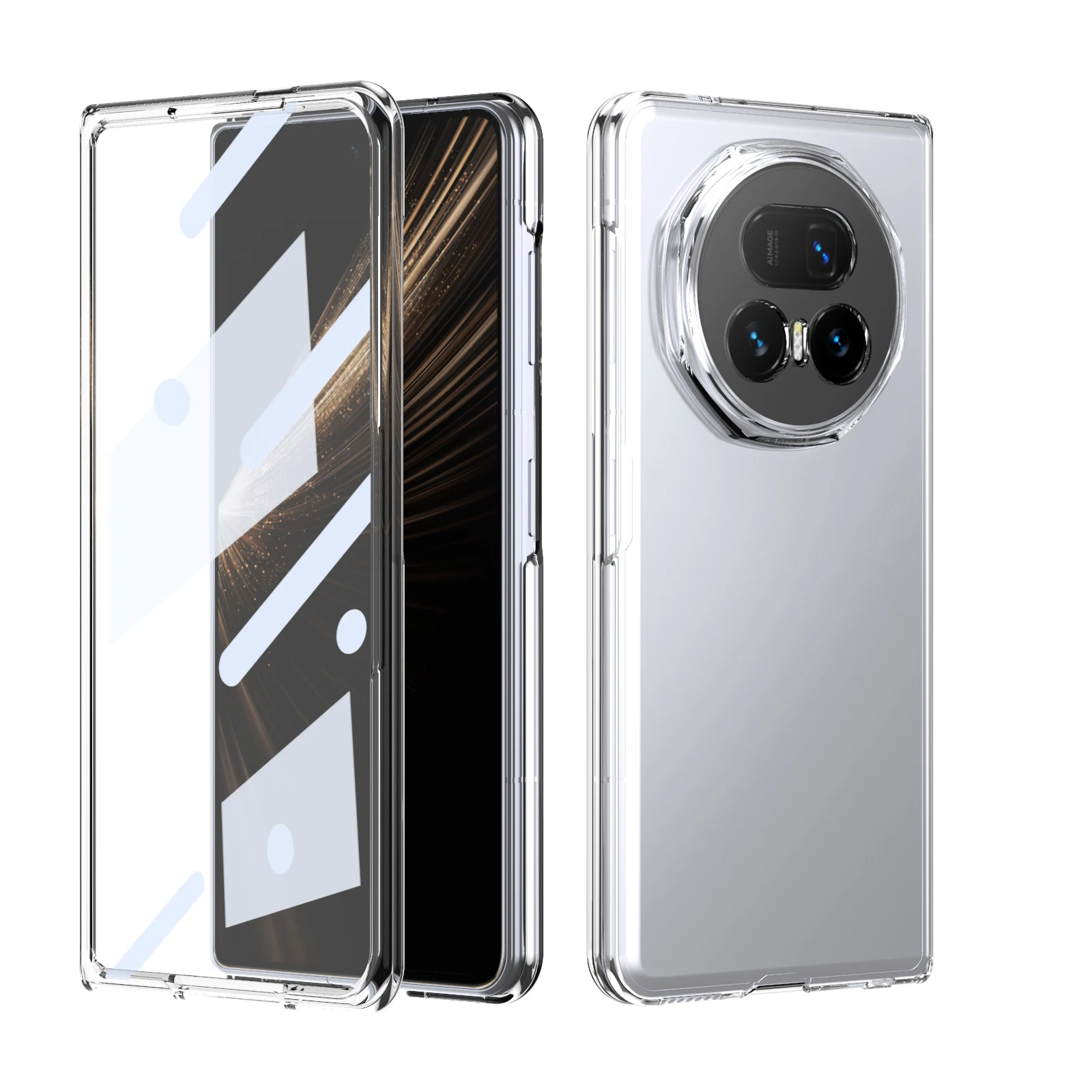 

Hard PC Clear Phone Case for Honor Magic V5 Tempered Glass Front Film Full Coverage Shockproof Anti-Scratch Protective Cover