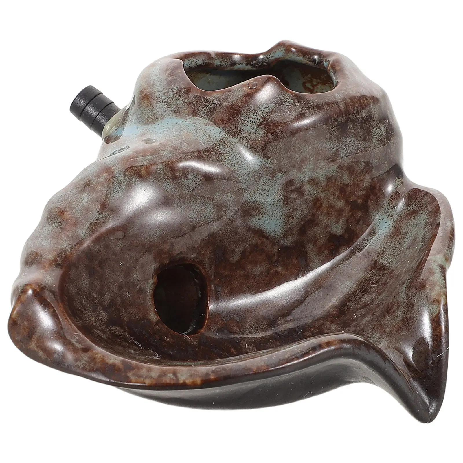 Ceramic Jar Fish Water Fountain Waterfall Spout V-shaped Rear Inlet Design Indoor Outdoor Garden Aquarium